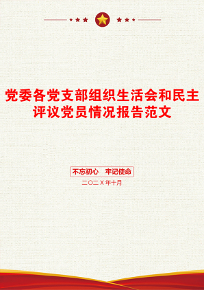 党委各党支部组织生活会和民主评议党员情况报告范文