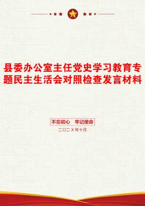 县委办公室主任党史学习教育专题民主生活会对照检查发言材料