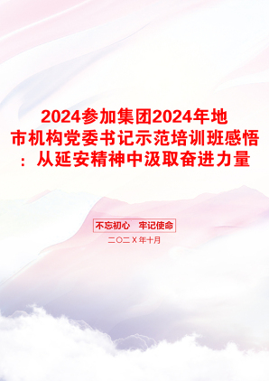 2024参加集团2024年地市机构党委书记示范培训班感悟：从延安精神中汲取奋进力量