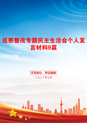 巡察整改专题民主生活会个人发言材料9篇