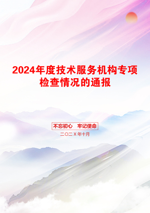 2024年度技术服务机构专项检查情况的通报