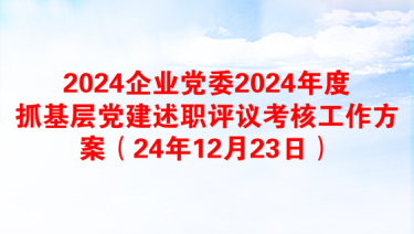 2024企业党委2024年度抓基层党建述职评议考核工作方案（24年12月23日）