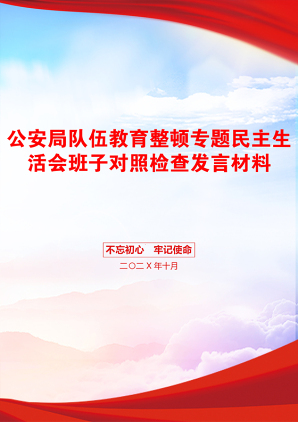 公安局队伍教育整顿专题民主生活会班子对照检查发言材料