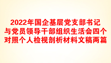 2022年国企基层党支部书记与党员领导干部组织生活会四个对照个人检视剖析材料文稿两篇