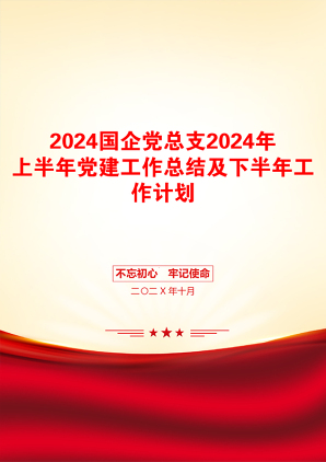 2024国企党总支2024年上半年党建工作总结及下半年工作计划