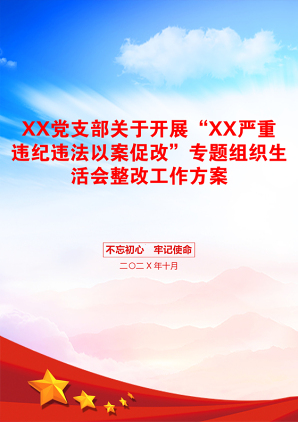 XX党支部关于开展“XX严重违纪违法以案促改”专题组织生活会整改工作方案