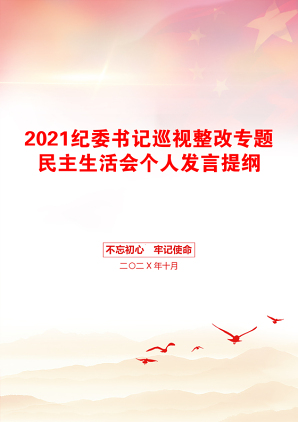 纪委书记巡视整改专题民主生活会个人发言提纲