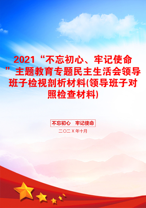 “不忘初心、牢记使命”主题教育专题民主生活会领导班子检视剖析材料(领导班子对照检查材料)