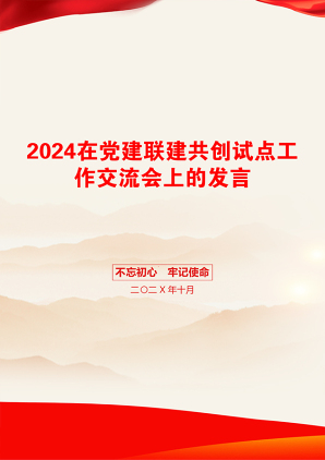 2024在党建联建共创试点工作交流会上的发言