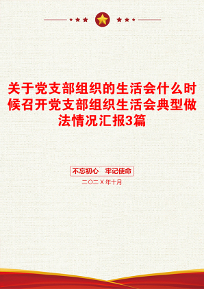 关于党支部组织的生活会什么时候召开党支部组织生活会典型做法情况汇报3篇