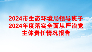 2024市生态环境局领导班子2024年度落实全面从严治党主体责任情况报告