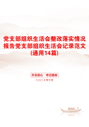 党支部组织生活会整改落实情况报告党支部组织生活会记录范文(通用14篇)