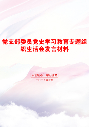 党支部委员党史学习教育专题组织生活会发言材料