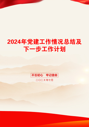 2024年党建工作情况总结及下一步工作计划