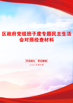 区政府党组班子度专题民主生活会对照检查材料