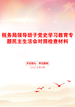 税务局领导班子党史学习教育专题民主生活会对照检查材料