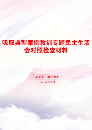 吸取典型案例教训专题民主生活会对照检查材料