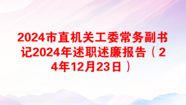 2024市直机关工委常务副书记2024年述职述廉报告（24年12月23日）