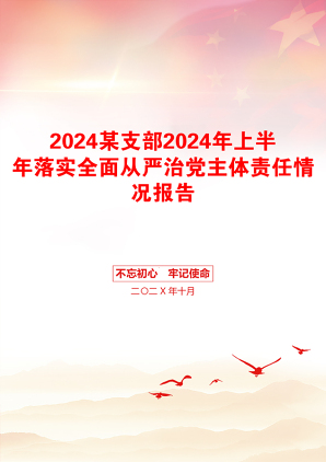 2024某支部2024年上半年落实全面从严治党主体责任情况报告