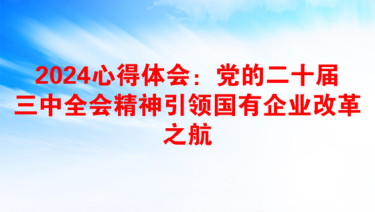 2024心得体会：党的二十届三中全会精神引领国有企业改革之航