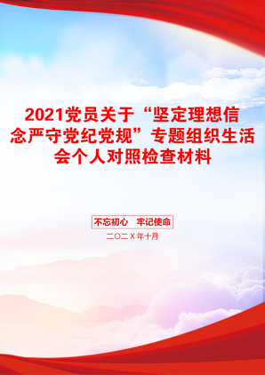 党员关于“坚定理想信念严守党纪党规”专题组织生活会个人对照检查材料