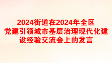 2024街道在2024年全区党建引领城市基层治理现代化建设经验交流会上的发言