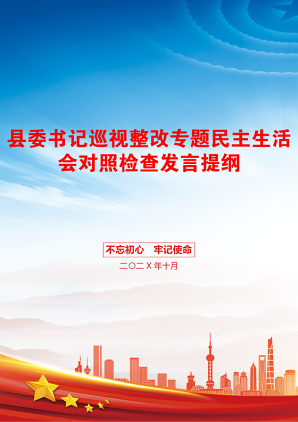 县委书记巡视整改专题民主生活会对照检查发言提纲