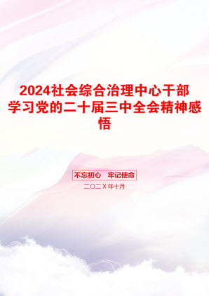 2024社会综合治理中心干部学习党的二十届三中全会精神感悟