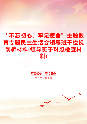 “不忘初心、牢记使命”主题教育专题民主生活会领导班子检视剖析材料(领导班子对照检查材料)