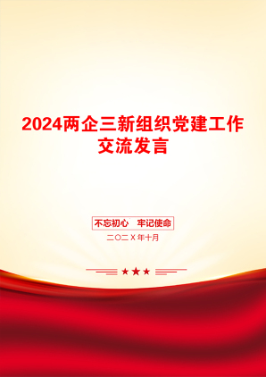 2024两企三新组织党建工作交流发言