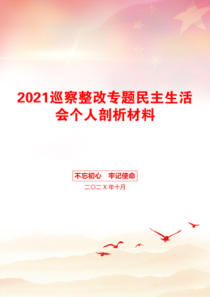 巡察整改专题民主生活会个人剖析材料