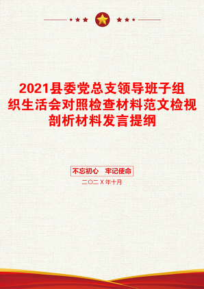 县委党总支领导班子组织生活会对照检查材料范文检视剖析材料发言提纲