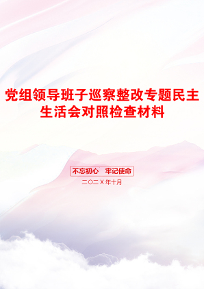 党组领导班子巡察整改专题民主生活会对照检查材料