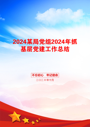 2024某局党组2024年抓基层党建工作总结