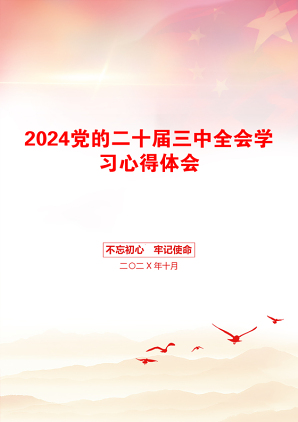 2024党的二十届三中全会学习心得体会