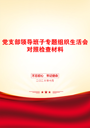 党支部领导班子专题组织生活会对照检查材料