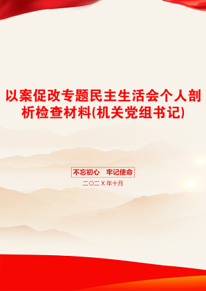 以案促改专题民主生活会个人剖析检查材料(机关党组书记)