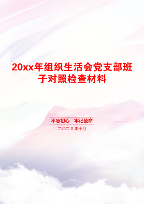 20xx年组织生活会党支部班子对照检查材料