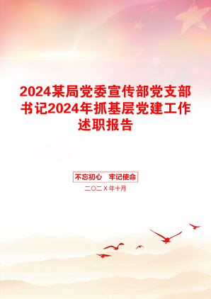 2024某局党委宣传部党支部书记2024年抓基层党建工作述职报告