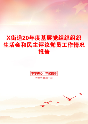 X街道20年度基层党组织组织生活会和民主评议党员工作情况报告