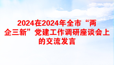 2024在2024年全市“两企三新”党建工作调研座谈会上的交流发言