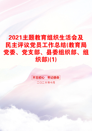 主题教育组织生活会及民主评议党员工作总结(教育局党委、党支部、县委组织部、组织部)(1)