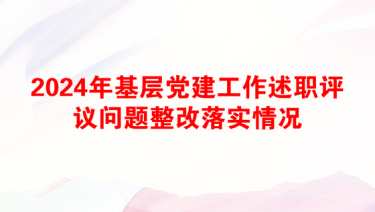 2024年基层党建工作述职评议问题整改落实情况