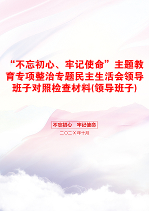 “不忘初心、牢记使命”主题教育专项整治专题民主生活会领导班子对照检查材料(领导班子)