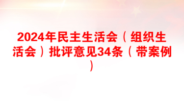 2024年民主生活会（组织生活会）批评意见34条（带案例）