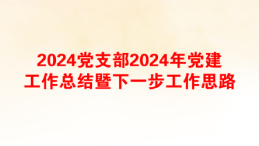 2024党支部2024年党建工作总结暨下一步工作思路