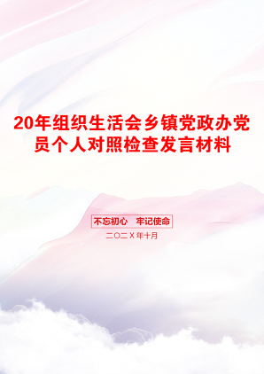 20年组织生活会乡镇党政办党员个人对照检查发言材料