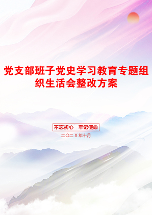 党支部班子党史学习教育专题组织生活会整改方案