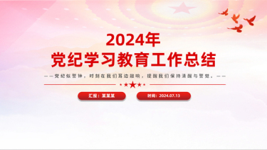 2024党纪学习教育工作总结(PPT课件讲稿)党课ppt模板