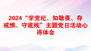 2024“学党纪、知敬畏、存戒惧、守底线”主题党日活动心得体会